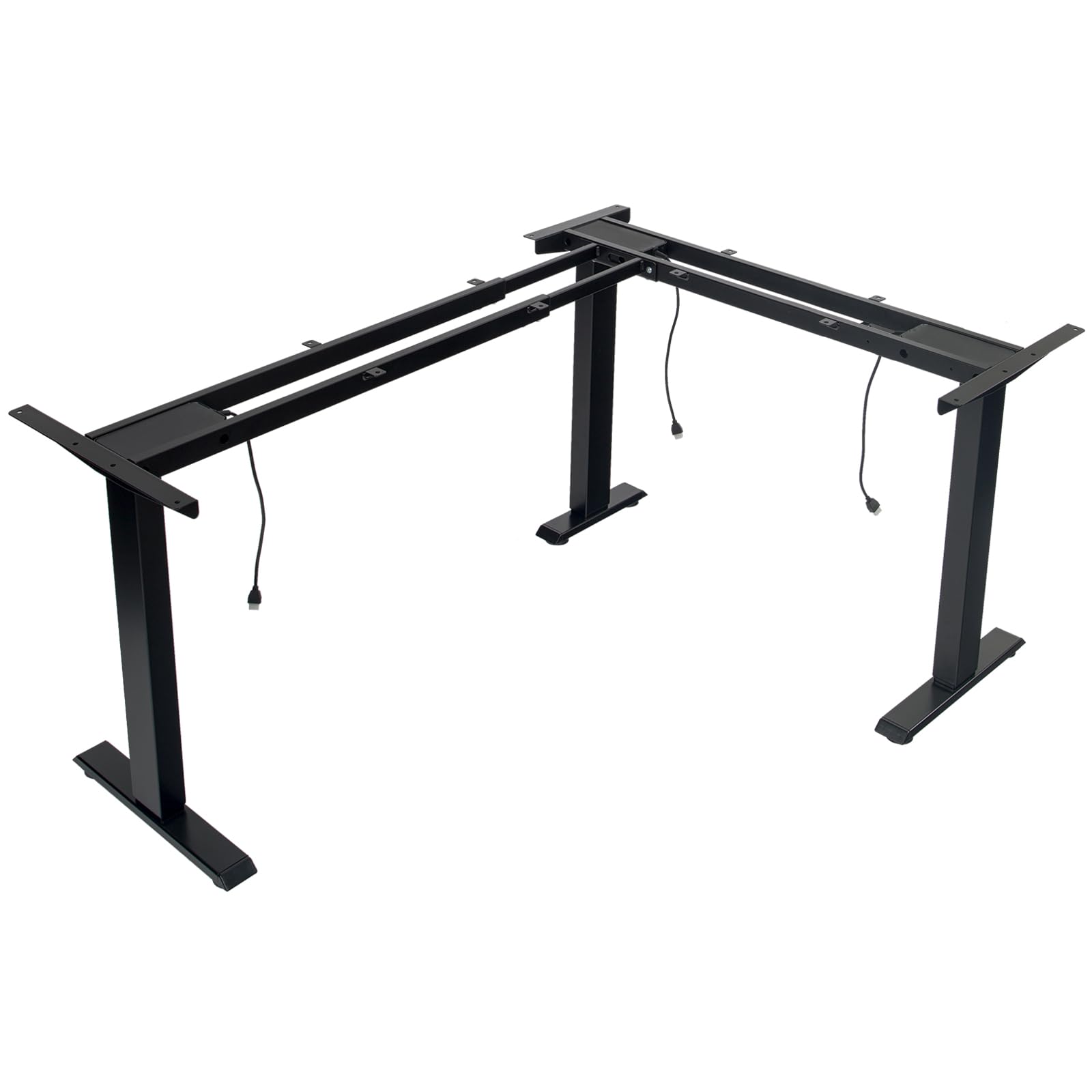 TOPSKY Dual Motor Height Adjustable L-Shaped Desk Frame, 270 lbs Capacity, Supports Multiple Monitors, Black 3-Leg Standing/Sitting Base for Home & Office, DF03.02 (Frame Only)