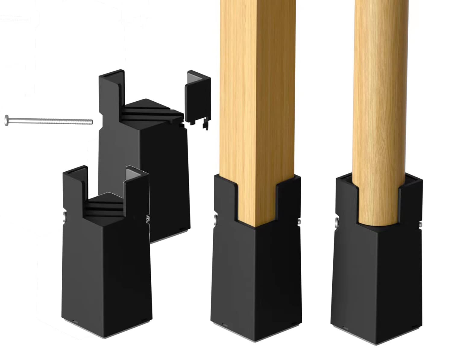 Adjustable Furniture Risers,4Pack Adjustable Bed Risers with Screw Clamp - Heavy Duty Sofa Tables Furniture Risers Fit for Square/Round Furniture Leg Diameter 0.8''-1.6'' (2Inch Black)