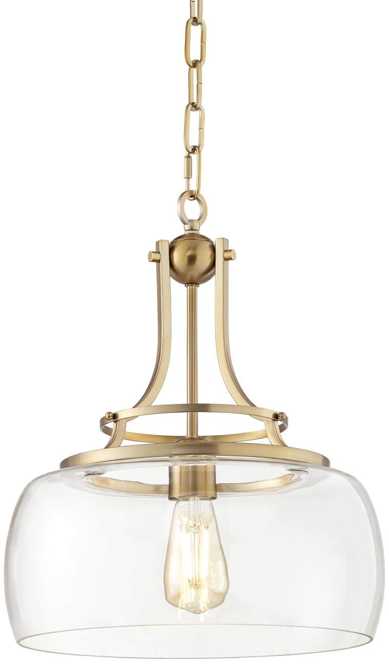 Franklin Iron Works Charleston Satin Nickel Pendant Chandelier 16" Wide Rustic Farmhouse Seeded Clear Glass LED 3-Light Fixture for Dining Room House Foyer Entryway Kitchen Bedroom Living Room