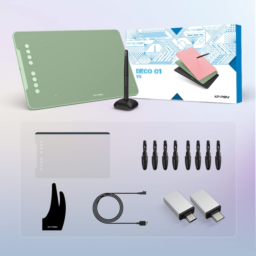 XPPen Updated Deco 01 V3 Drawing Tablet, 16384 Pressure Sensitivity, 8 Custom Shortcuts, 220 Report Rate for OSU Drawing Pad, Remote Teaching & Animation, Compatible with Android, Windows, macOS