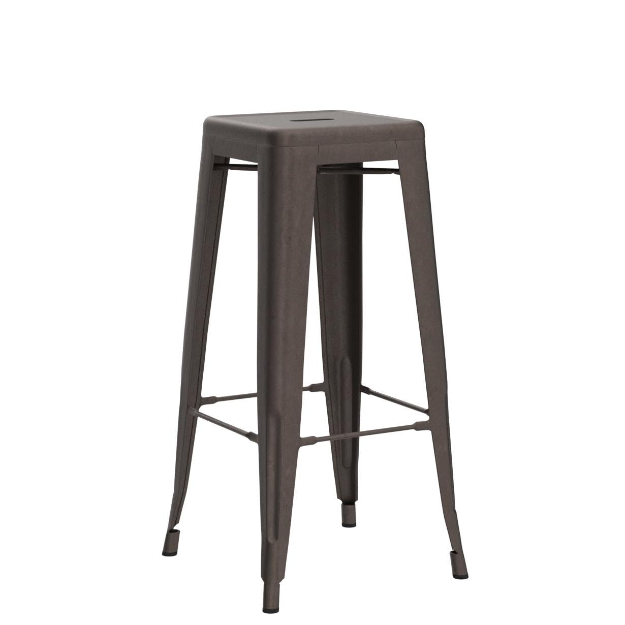 FDW Metal Bar Stools Set of 4 Counter Height Bar Stools 24 Inches Industrial Bar Chairs Patio Stool Stackable Backless Stool Indoor Outdoor Metal Kitchen Stools Bar Chairs (Black, 24")