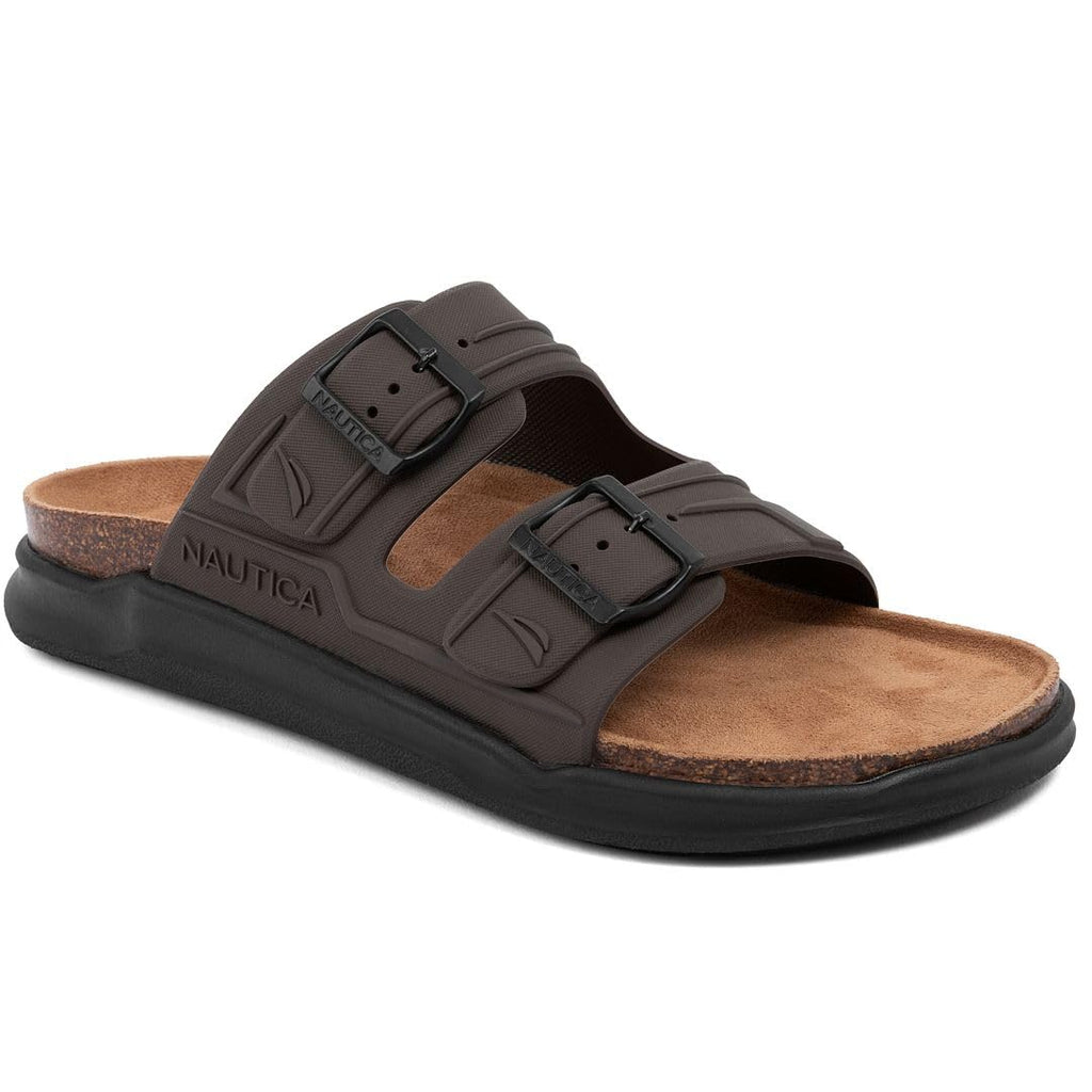 Nautica Men's Sandals - Casual Slides with 2 Adjustable Buckle Straps and Cork Footbed for Ultimate Comfort and Style (Regular/Wide Width, Big Size)
