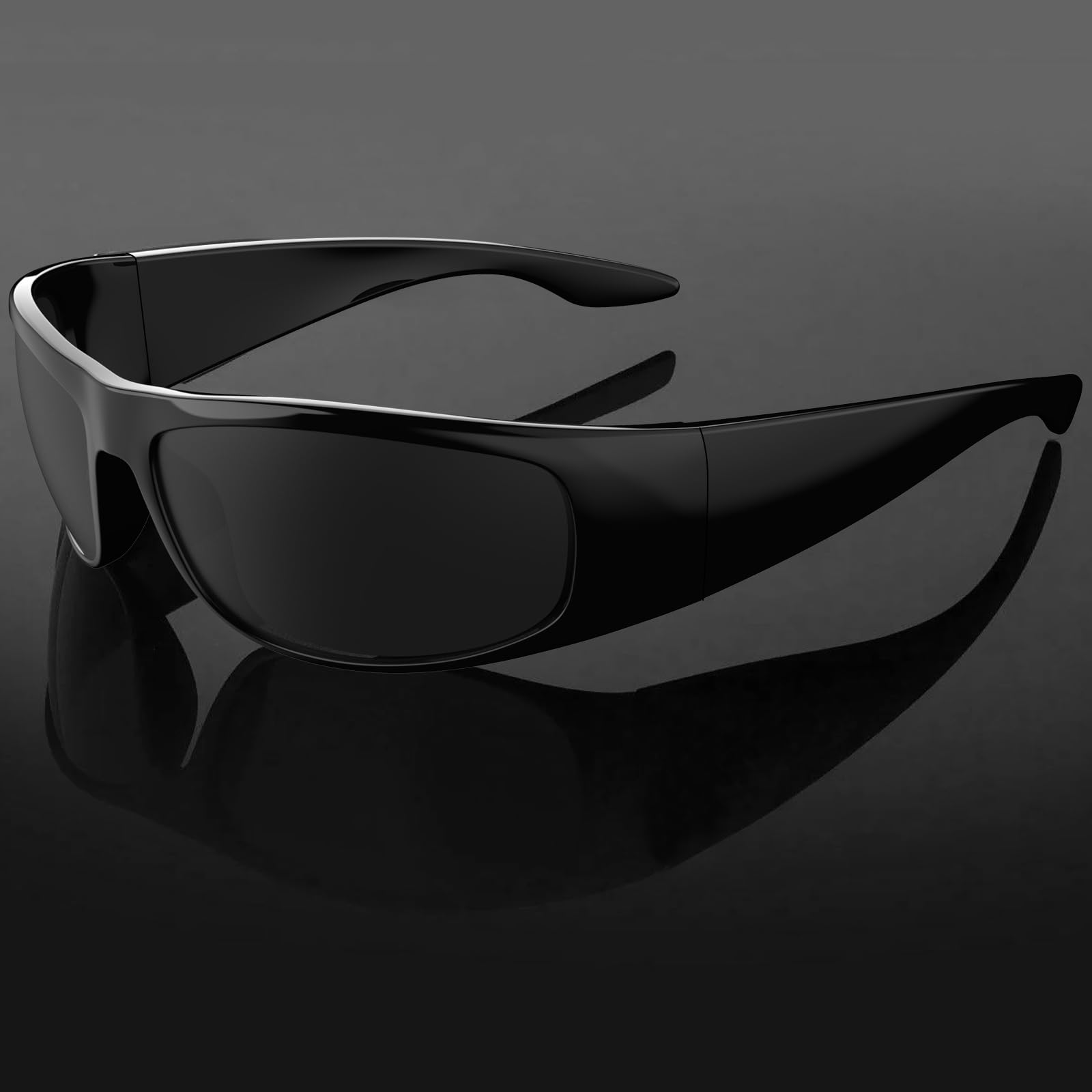 WISTON Wrap Around Sunglasses for Men Women Super Dark Blackout Sunglasses for Sensitive Eyes UV400 Protection W8005