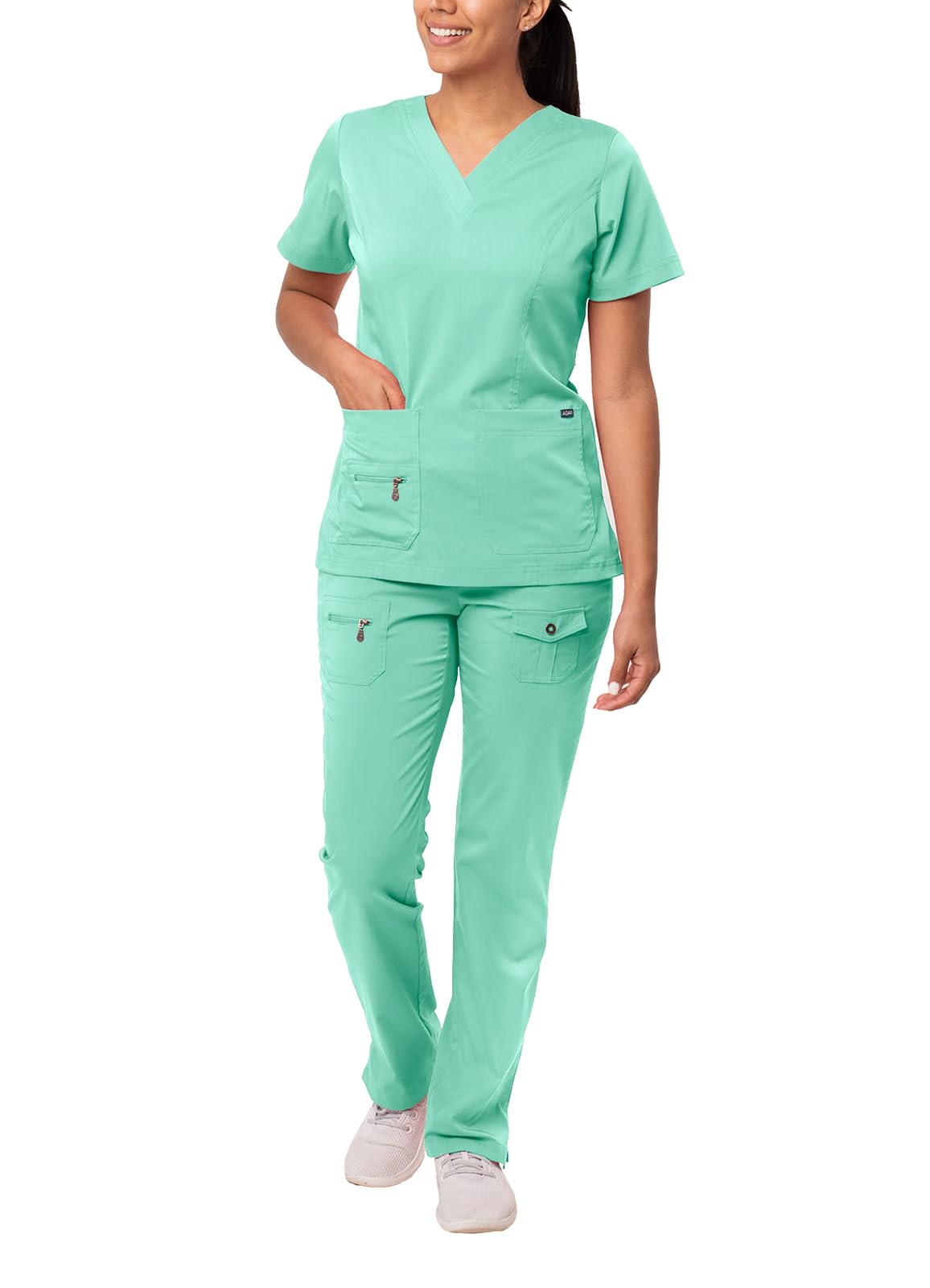 Adar Pro Breakthrough Plus Scrub Set for Women - Enhanced V-Neck Top & Multi Pocket Pants