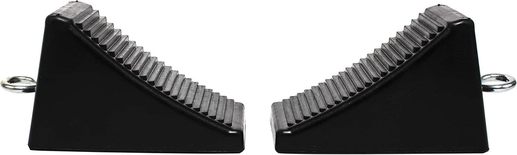 MaxxHaul 70073 Solid Rubber Heavy Duty Wheel Chock with Eyebolt (Pack of 2)