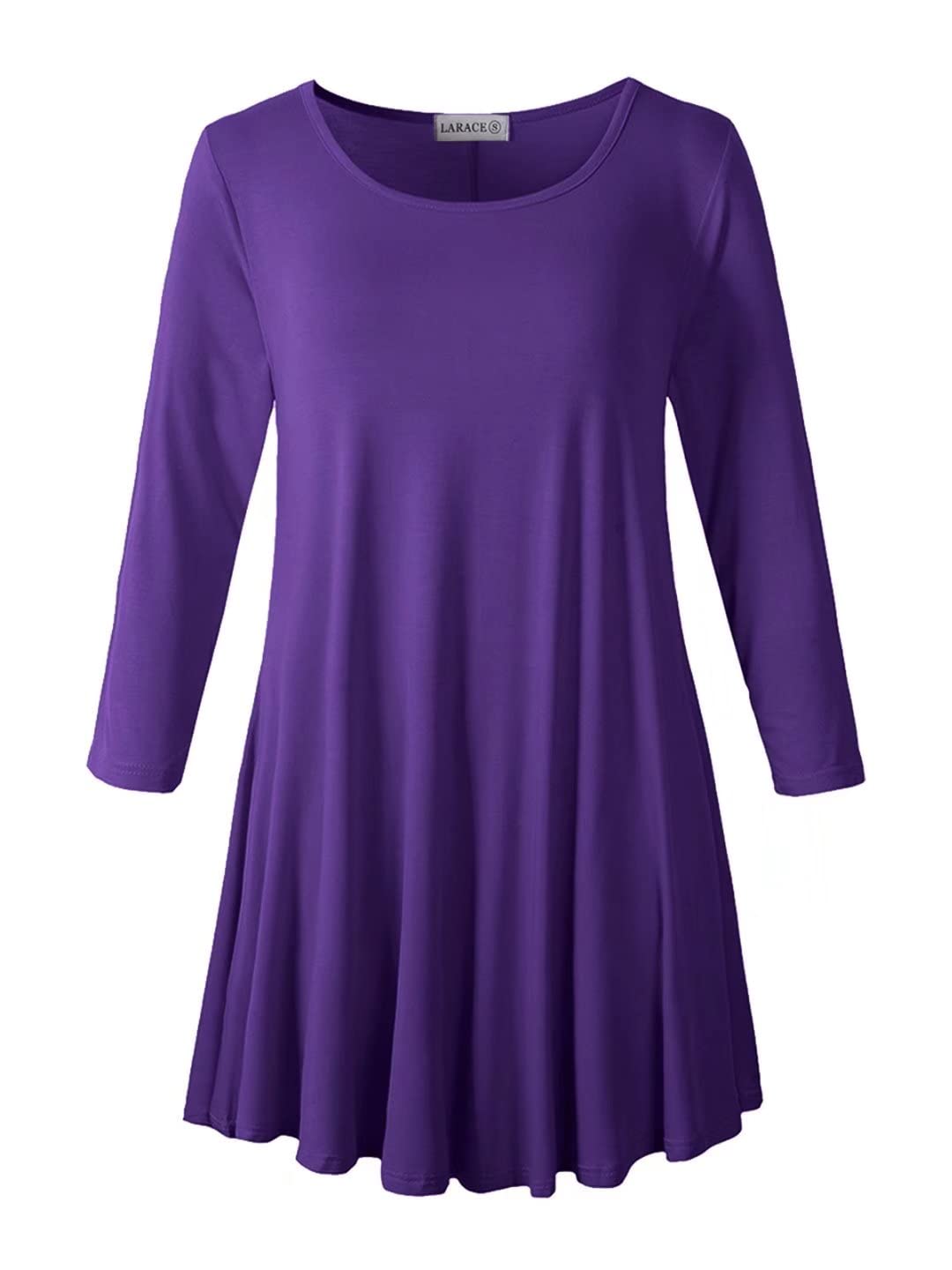 LARACE 3/4 Sleeve Shirts for Women Plus Size Tunic Dressy Top Loose Fit Flare T-Shirt