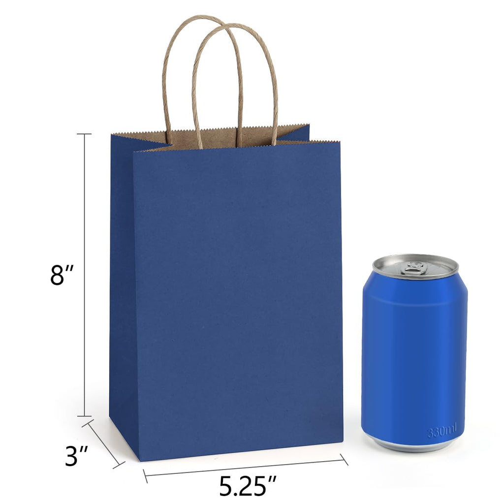 BagDream Gift Bags 100Pcs 5.25x3x8 Small Kraft Paper Gift Bags with Handles Bulk, Black Paper Sacks for Small Business, Retail, Merchandise, Grocery, Wedding Birthday Party favor