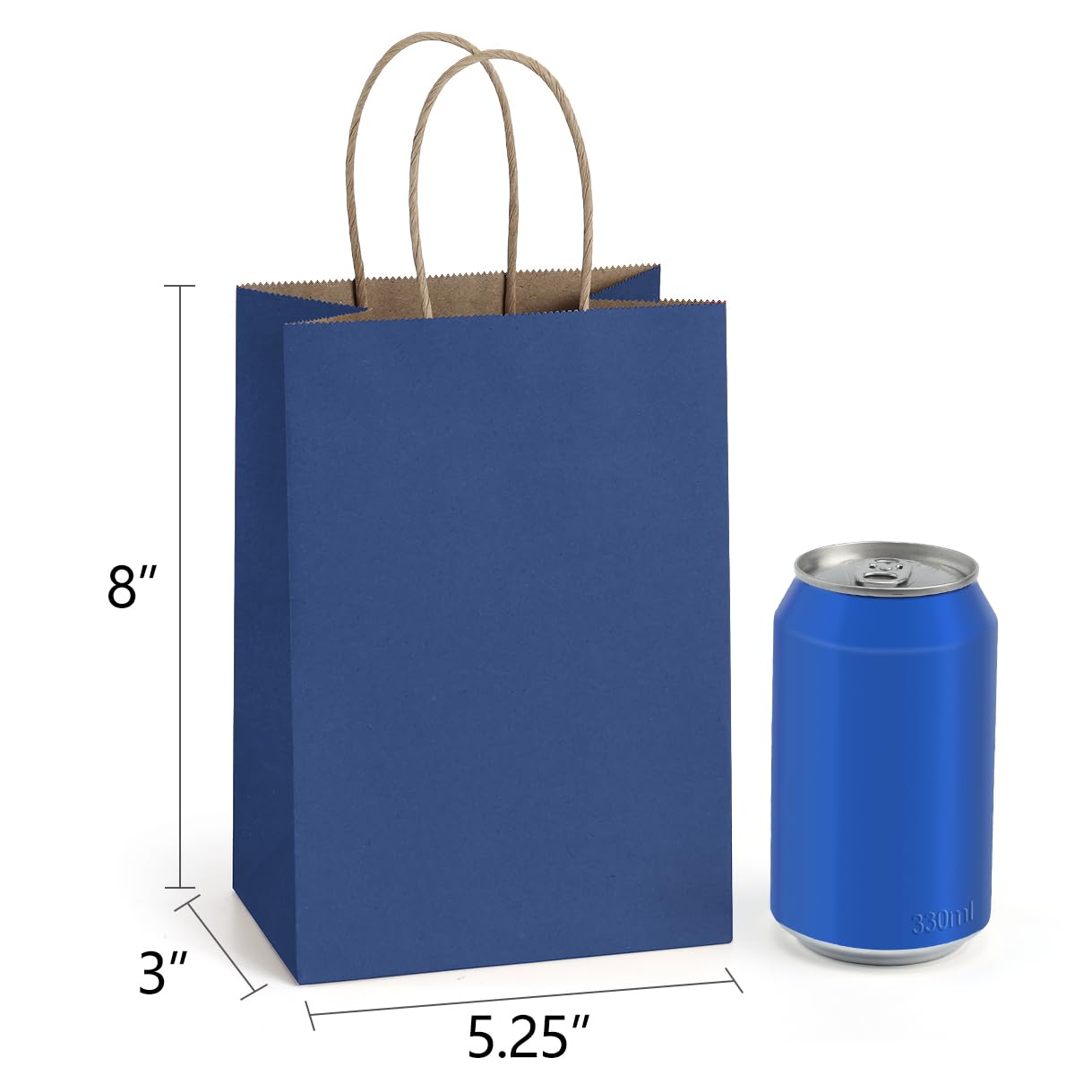 BagDream Gift Bags 100Pcs 5.25x3x8 Small Kraft Paper Gift Bags with Handles Bulk, Black Paper Sacks for Small Business, Retail, Merchandise, Grocery, Wedding Birthday Party favor