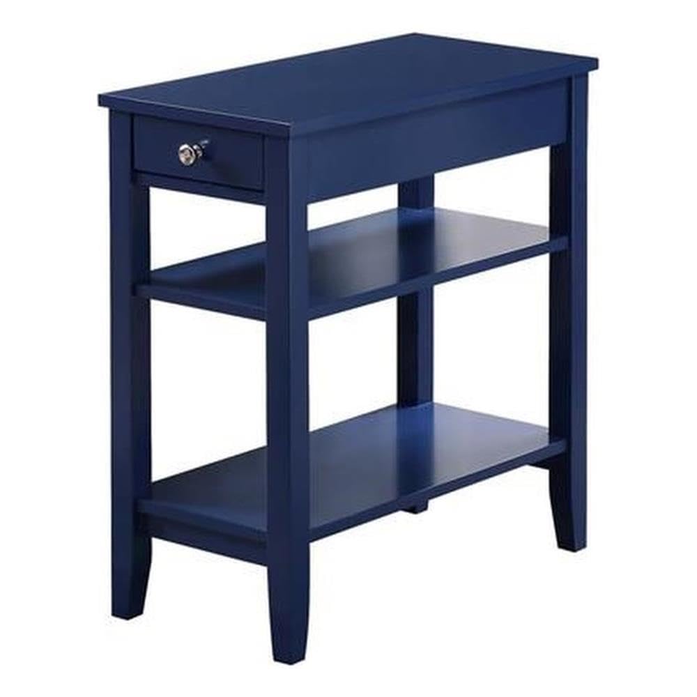 Convenience Concepts American Heritage Chairside End Table with Drawer 23.5" - Classic Living Room Table with Storage Shelf, Bedroom Nightstand, Black