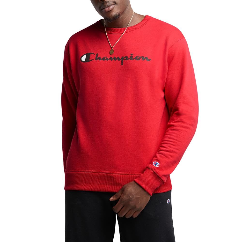 Champion Men's Men's Crewneck Fleece Sweatshirt, Standard Fit, Midweight, C Logo, Available in Regular and Big & Tall