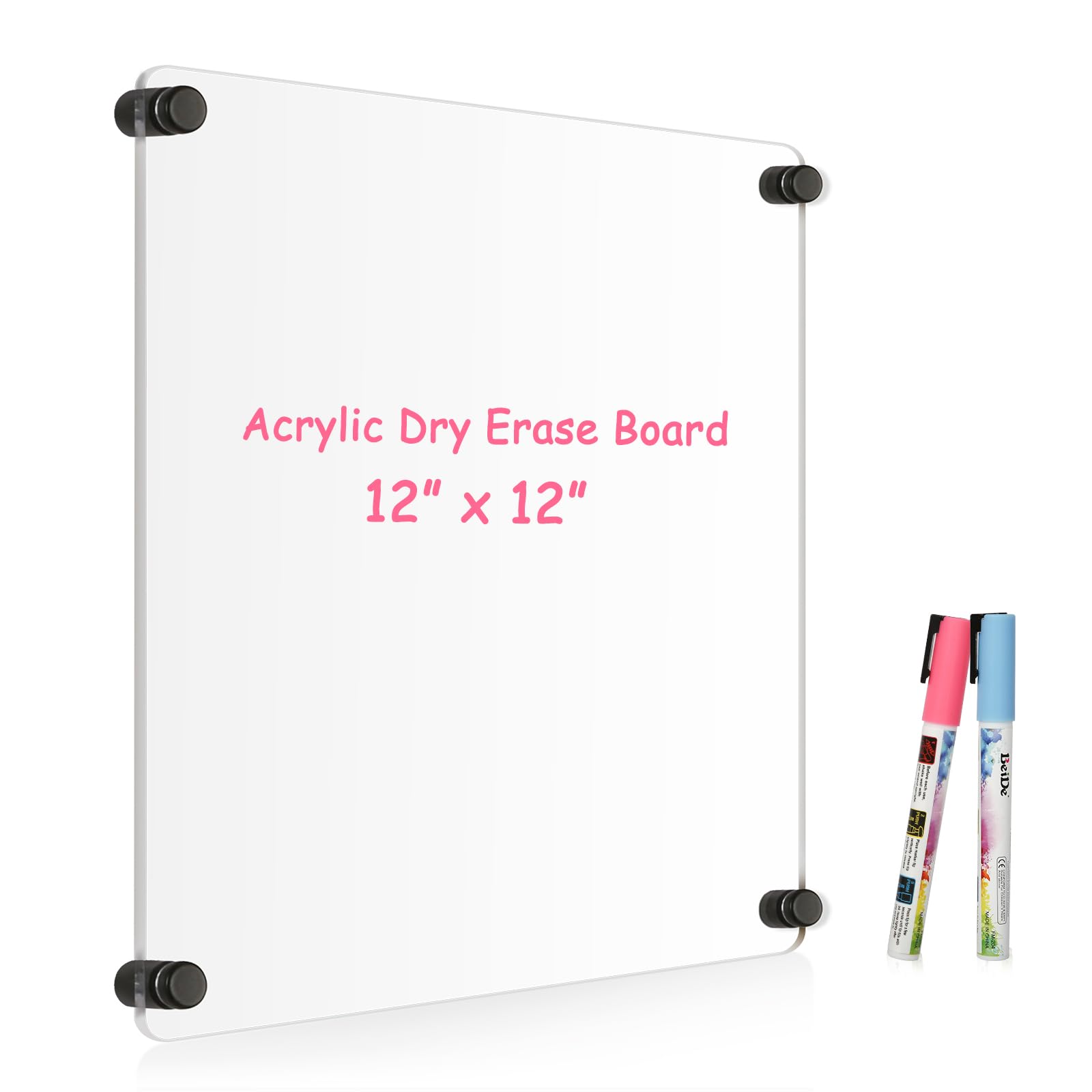 Acrylic Calendar for Wall Whiteboard, 12" x 12" Weekly Clear Dry Erase Board, Small Planning Board White Board for Wall, Home, Office, School