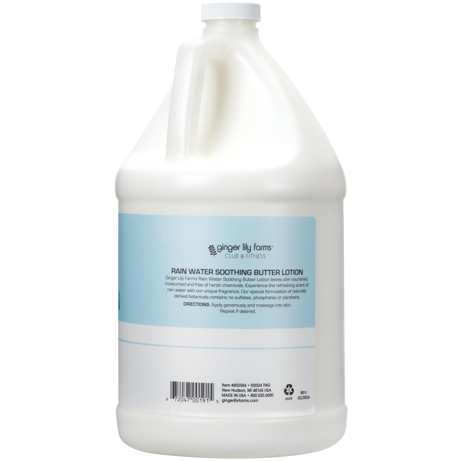 Ginger Lily Farms Club & Fitness Soothing Butter Lotion for Dry Skin, 100% Vegan & Cruelty-Free, Aloe Vera Scent, 1 Gallon (128 fl oz) Refill