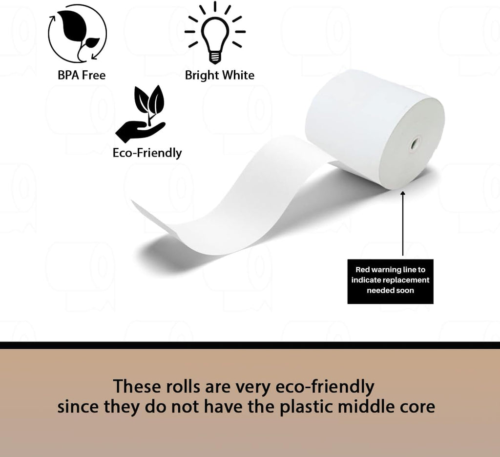 BAM POS 3 1/8" x 190' Thermal Receipt Paper Rolls For Most POS Systems and Receipt Printers, Compatible With Clover Station, Square Station, Toast Station, TM-T88, TSP Series (30 Rolls)