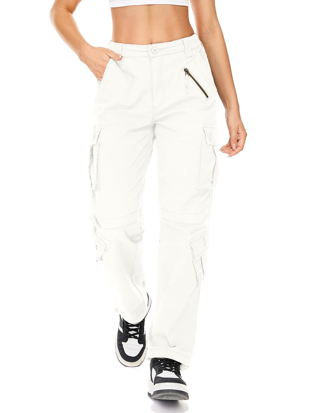 Womens Cargo Pants Army Combat Work Pants with 8 Pockets Casual Cotton Ripstop Construction Pants
