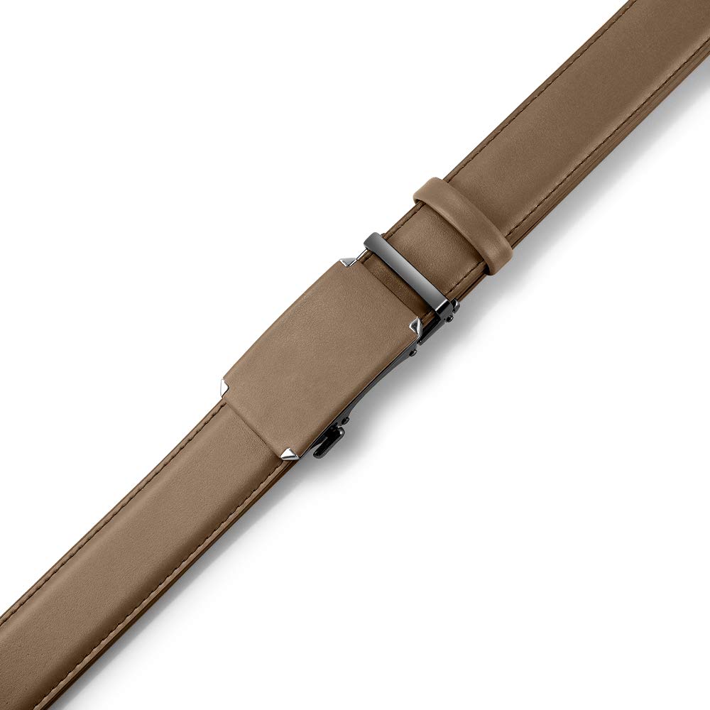 DOOPAI Men's 2 Pack Ratchet Dress Belt - Adjustable 1 3/8" Genuine Leather, Size Length Can Be Cut, With Gift Box