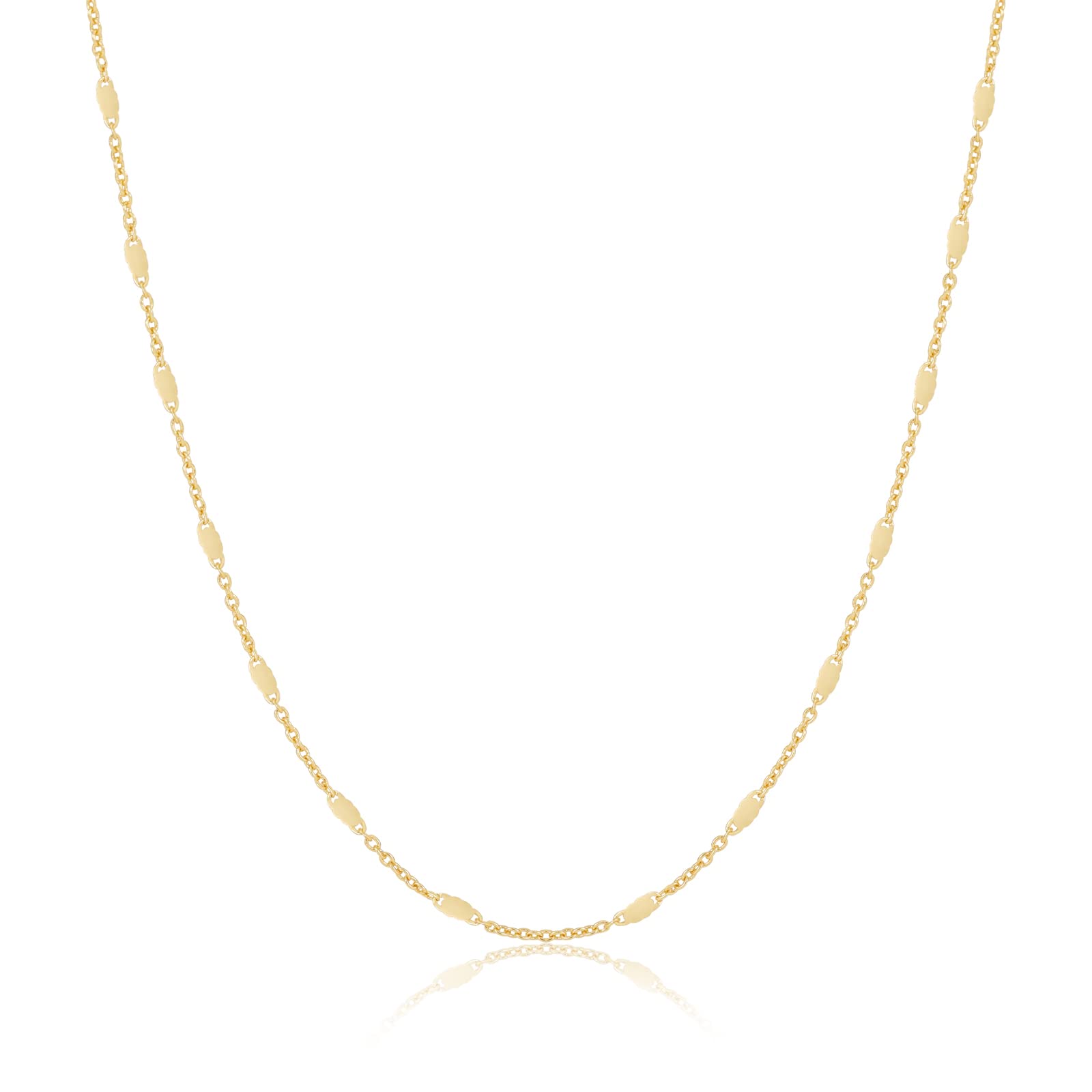 BERISO 14K Gold/Silver Plated Choker Necklace for Women Shining Dots Station Gold Chain Necklace Beads Sparkle Chain Necklace Link Chain Exquisite Jewelry for women