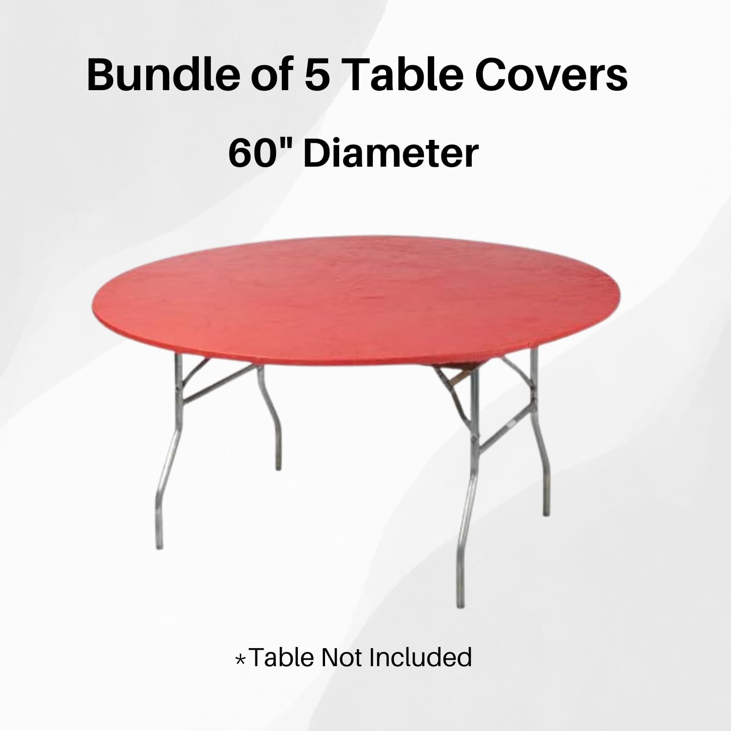 Kwik-Covers 60" Round Fitted Plastic Table Covers, 5 Pack (Black)