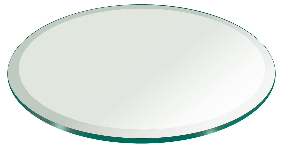 14" Inch Round Glass Table Top 1/2" Thick Tempered Beveled Edge by Fab Glass and Mirror