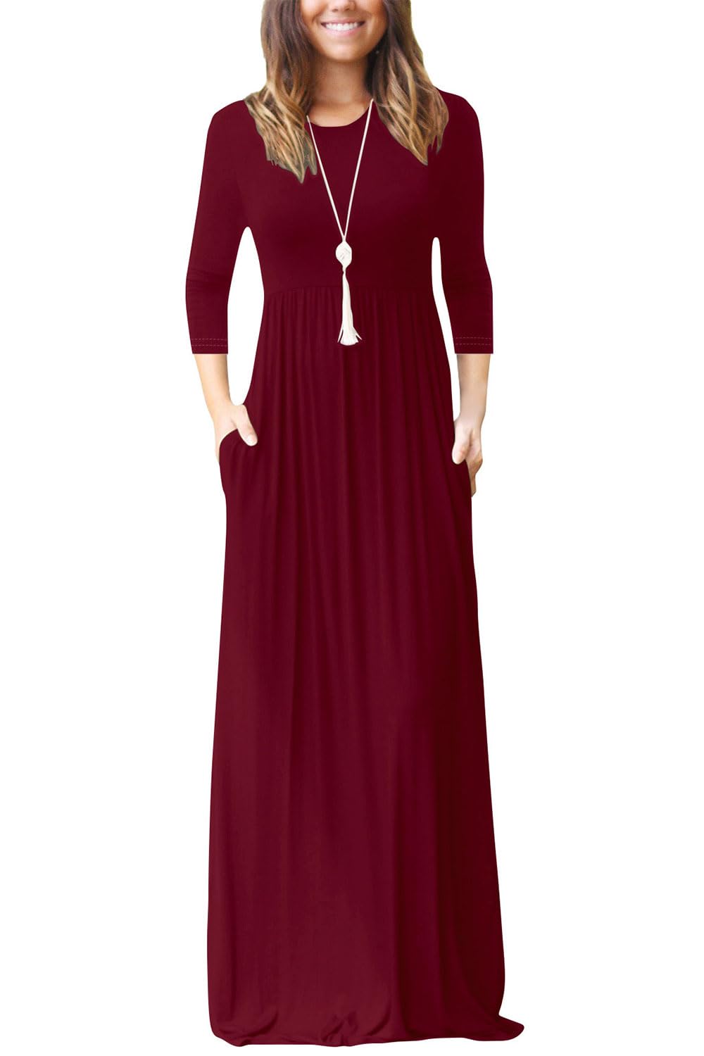 EUOVMY Women's Long Sleeve Loose Maxi Dresses Casual Long Dresses with Pockets