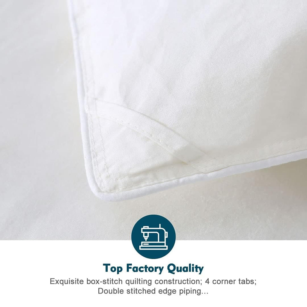 Gray Feathers Down Comforter Twin - 100% Organic Cotton, Medium Warm All Seasons Machine Washable Duvet Insert with Tabs (68x90, Mirage Grey)