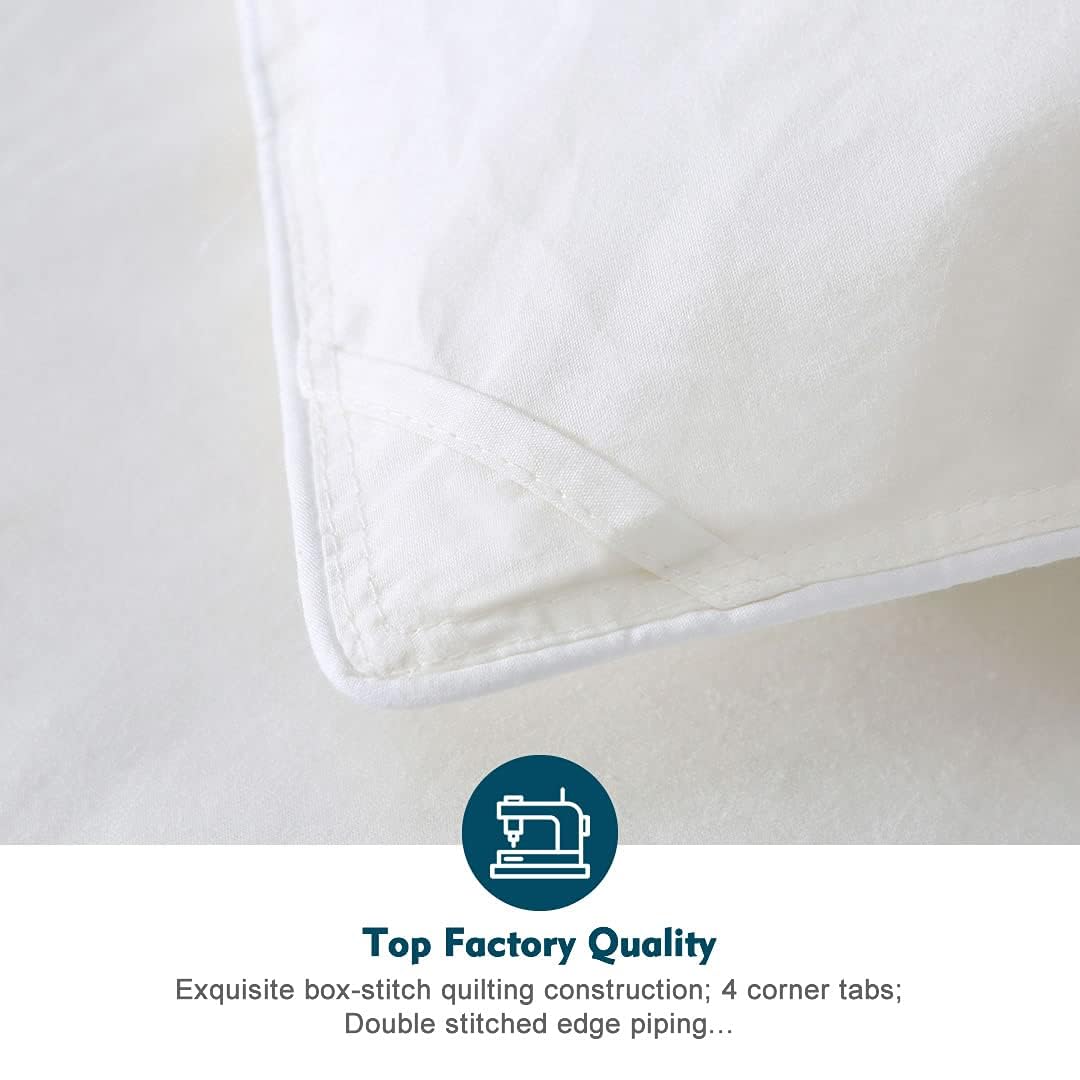 Gray Feathers Down Comforter Twin - 100% Organic Cotton, Medium Warm All Seasons Machine Washable Duvet Insert with Tabs (68x90, Mirage Grey)