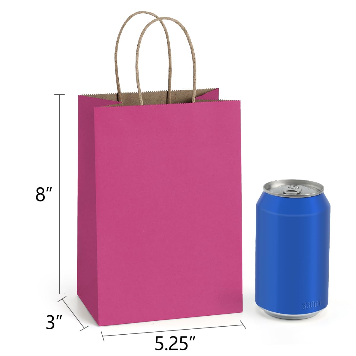 BagDream Gift Bags 100Pcs 5.25x3x8 Small Kraft Paper Gift Bags with Handles Bulk, Black Paper Sacks for Small Business, Retail, Merchandise, Grocery, Wedding Birthday Party favor