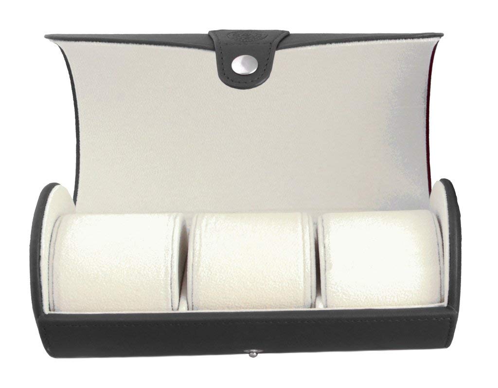 CASE ELEGANCE Travel Watch Case Roll Organizer for Men - 3 Watch Box & Vegan Faux Leather Watch Display Case - Mens Watch Holder, Storage & Travel Organizer - Black