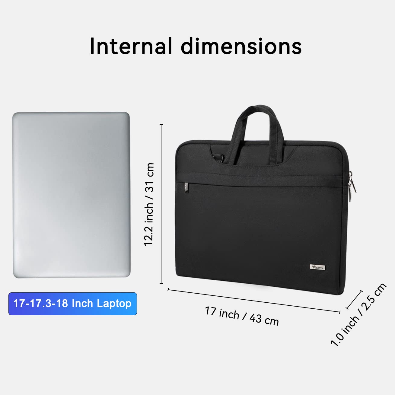 Voova Laptop Bag 13 14 Inch, Waterproof Computer Sleeve Carrying Case with Shoulder Straps & Handle Compatible with Macbook Air 13 M2/M3/M4, MacBook Pro 13/14, HP Dell Lenovo Chromebook 14, Black