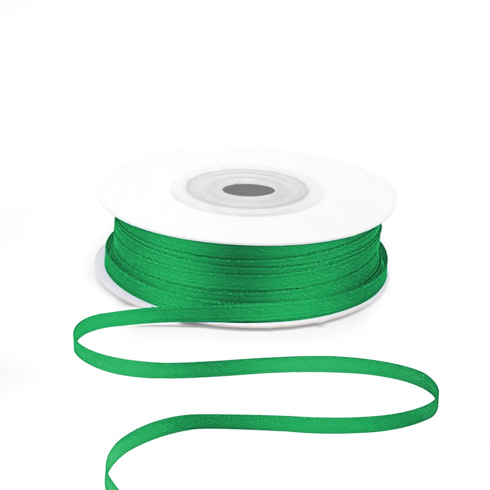 1" Wide x 100 Yards Single Face Polyester Satin Ribbon, Satin Ribbon for Crafts, Gift, Hair Bows, Wedding Party Decoration, Bow Making & Other Projects (Apple Green)