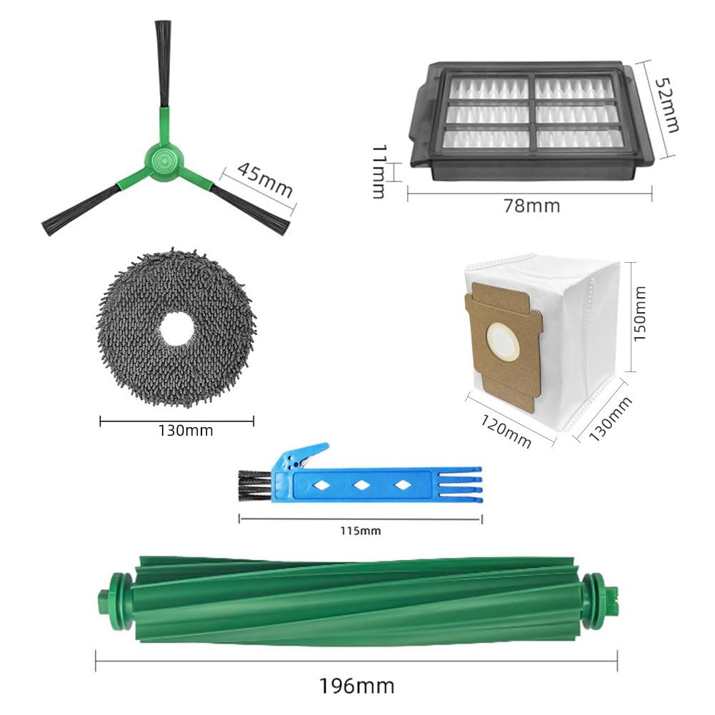 Replacement Parts Fit for iRobot Roomba s9 (9150) s9+ (9550) s Series Wi-Fi Connected Robot Vacuum Kits (2 Rubber Brushes, 4 Filters, 6 Side Brushes)
