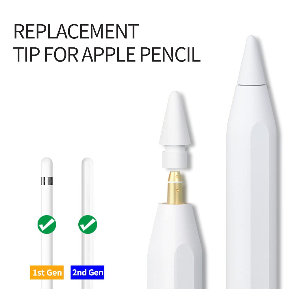 AWINNER Replacement Tips Compatible for Apple Pencil 1st & 2nd Generation 4 Pack - Precise Stylus Nib for iPad Pro Pencil, Smooth Writing Drawing Pen Tip, Compatible with Pencil Pro & Logitech Crayon