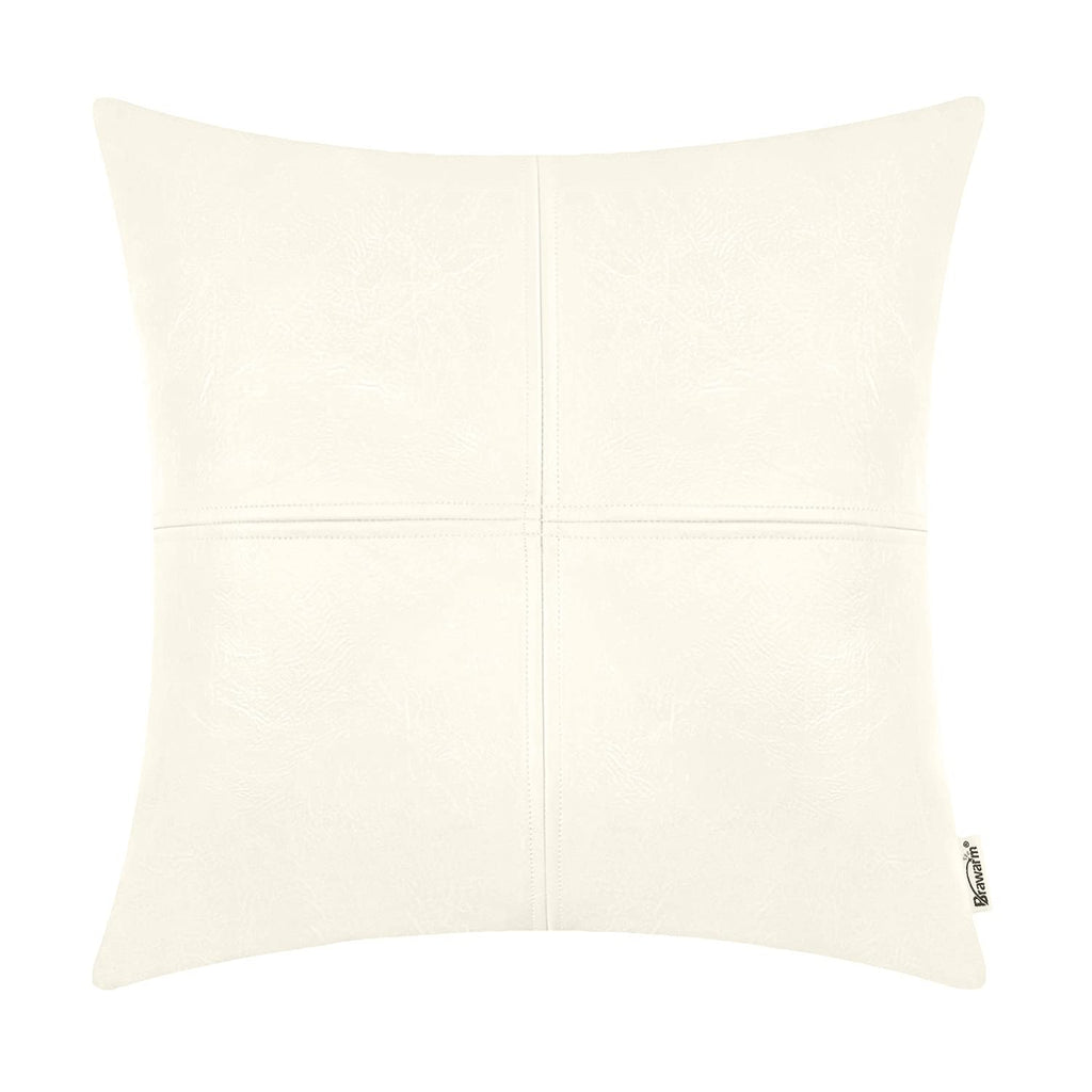 BRAWARM Faux Leather Throw Pillow Covers 16 X 16 Inches, Black Leather Pillow Cover, Hand Stitched Leather Decorative Pillow Cover for Couch Sofa Bed Living Room Home Garden
