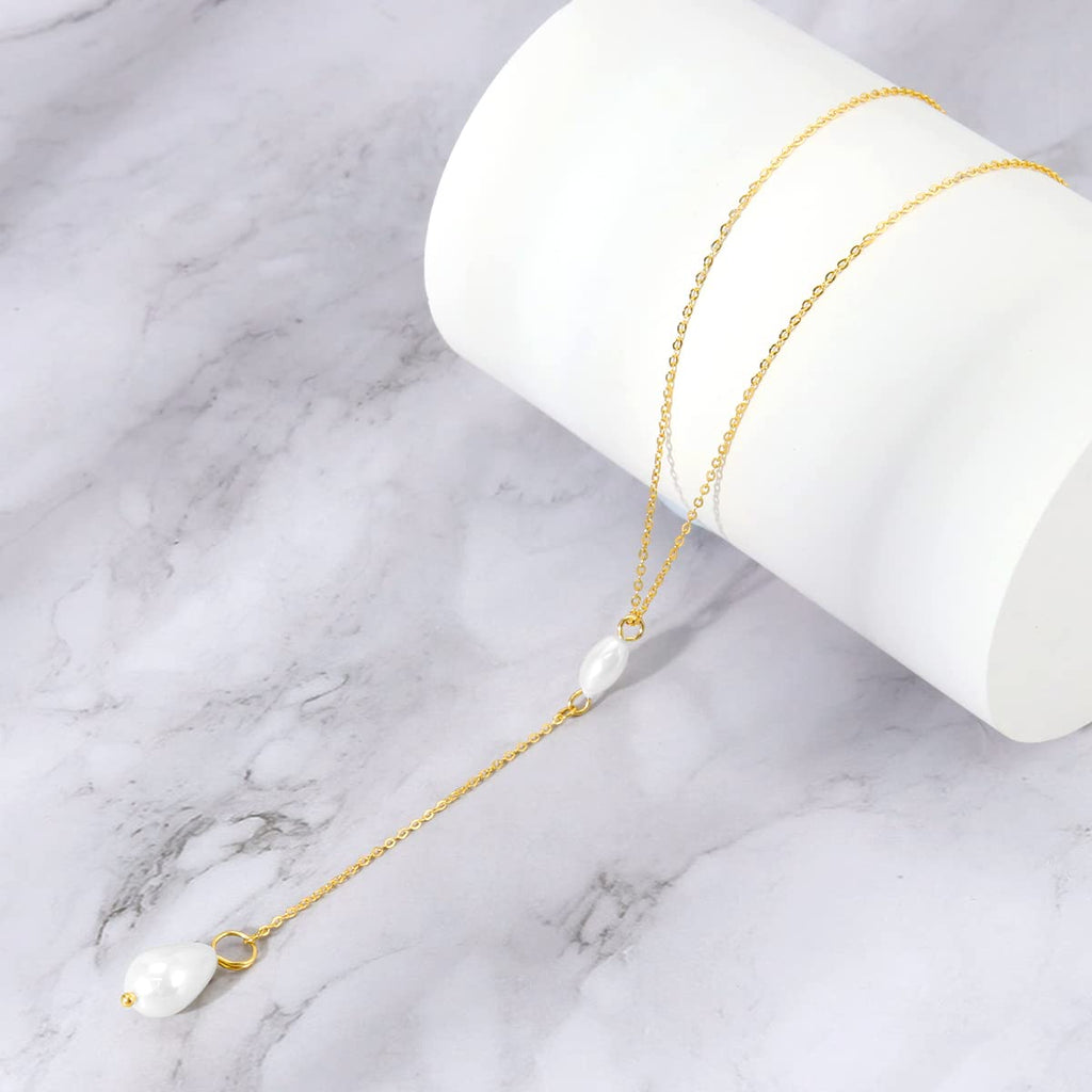 Pearl Necklaces for Women,14K Real Gold Plated Dainty Cute Pearl Necklace for Women Handmade Pearl Chain Necklace Everyday Jewelry Gift