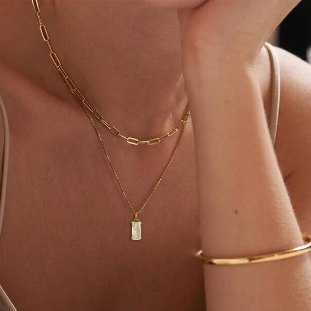 Dainty Gold Charm Necklaces for Women Non Tarnish, 14K Trendy Blue Green Cubic Zirconia Emerald Pendant Birthstone Necklaces Birthday Gifts for Women Waterproof Jewelry