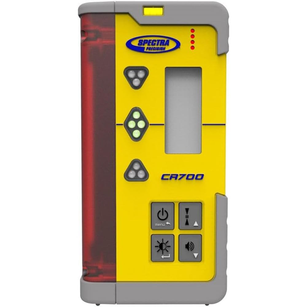 Spectra Precision HR150U Laser Receiver for Interior Leveling with red or green beam rotating lasers. Dual Sided LED Display, Magnetic Mount, Includes Rod Clamp and Alkaline Batteries