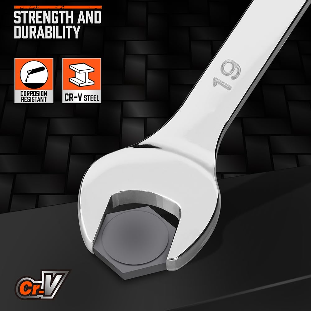 HORUSDY Large Wrench Set with Rolling Pouch | Metric | 6-Piece | 23mm, 24mm, 26mm, 27mm, 30mm, 32mm | 12 Point | Chrome Vanadium Steel