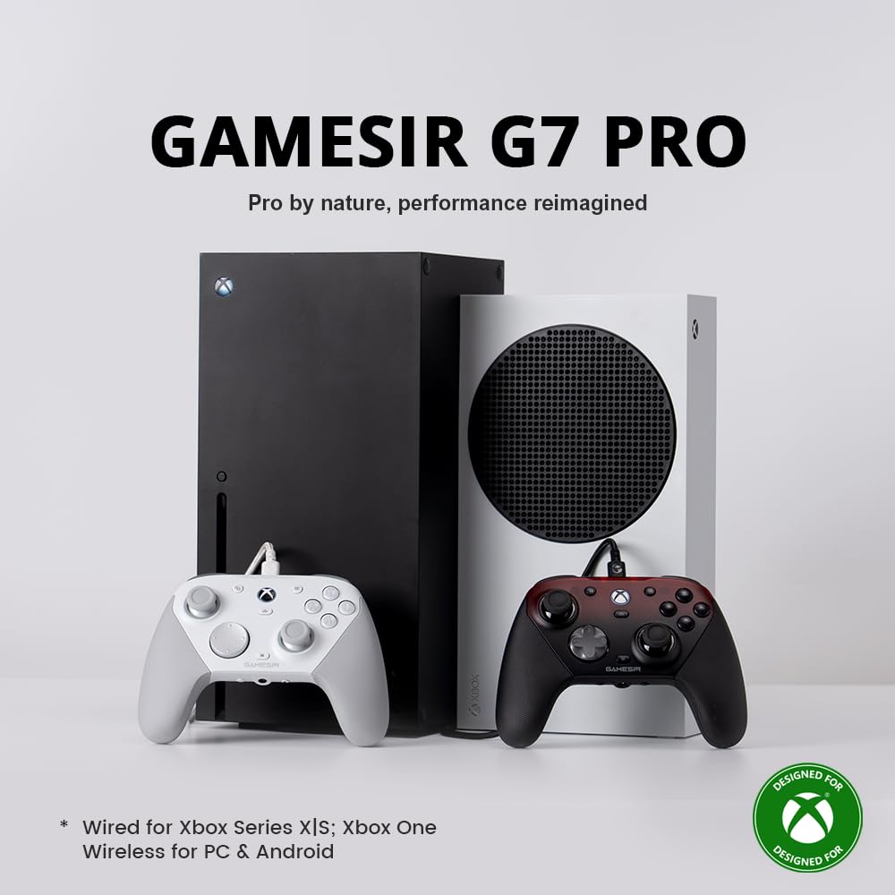 GameSir G7 Pro Wired Controller for Xbox Series X|S, Xbox One, Wireless Gamepad for PC&Android with TMR Sticks, Hall Effect Analog Triggers, 1000Hz Polling Rate, 3.5mm Audio Jack - Black