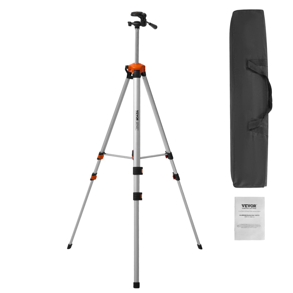 VEVOR Laser Level Tripod Stand, 5/8"-11 Thread Mount, 16.53-65.55 inch Height Adjustment Heavy Duty Survey Tripod for Construction Laser Level Scanner, Retractable Legs Non-Skid Feet Professional