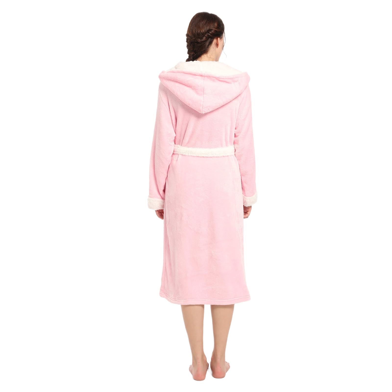 Inner Wish Women Hooded Plush Robe, Fleece Highly Absorbent Cozy Warm Bathrobe