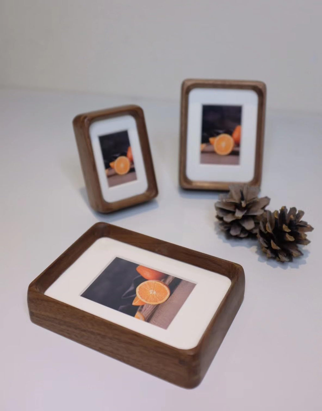 Mini Wood Picture Frame,Small Picture Frames 2x3 with Tiny Mat | Cute Polaroid Picture Frame,Teak Solid Natural Wood Tiny Photo Frame, Tabletop and Wall Mounting
