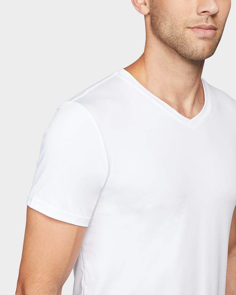 32 Degrees Men's 4 Pack Cool V-Neck T-Shirt, Anti-Odor, Quick Dry Active, 4-Way Stretch