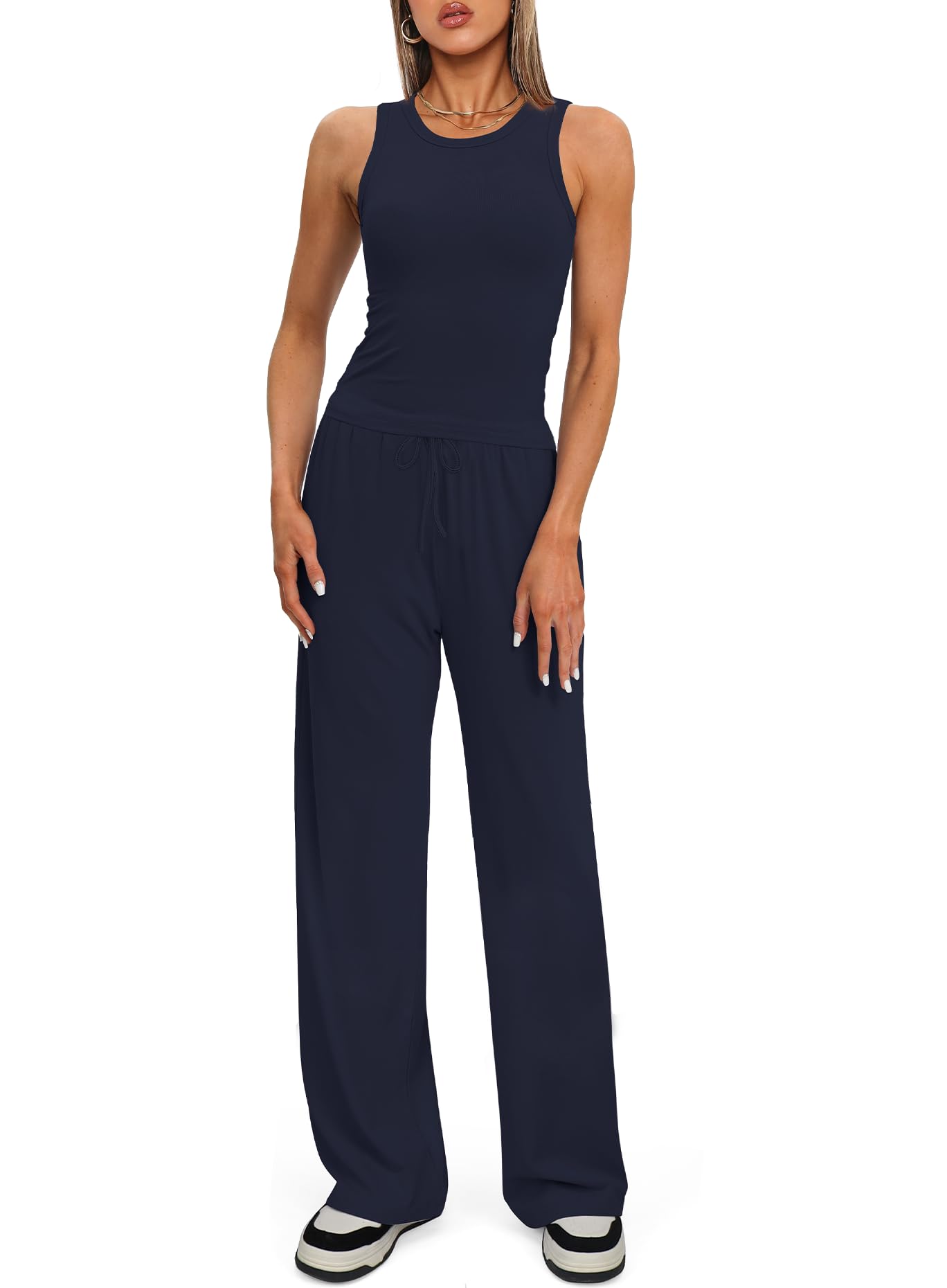 Darong Women's 2 Piece Summer Outfits Sleeveless Matching Lounge Sets