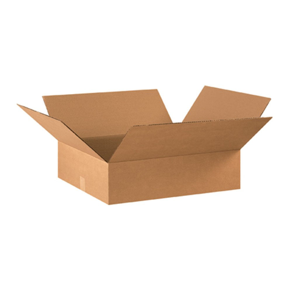 BOX USA 10103 Flat Corrugated Cardboard Box 10" L x 10" W x 3" H, Kraft, For Shipping, Packing and Moving (Pack of 25)