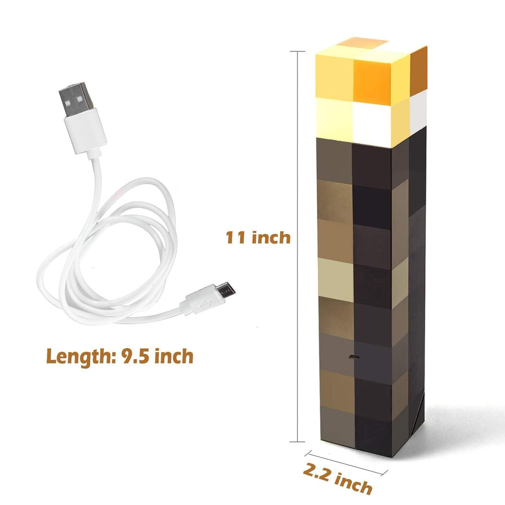 Light-up Wall Torch - Batteries & USB Pluggable Night Lamp - Hand Held or Wall Mount Lighting Torch （Three-Level Brightness）