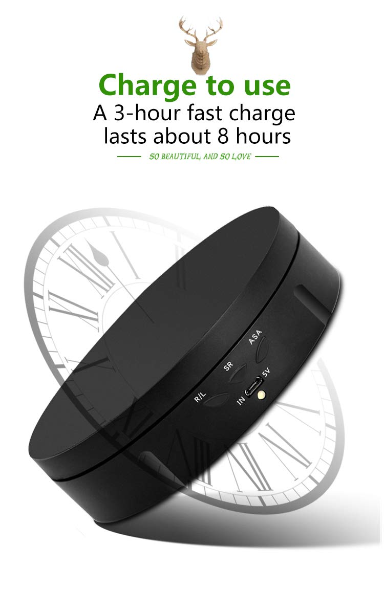 JAYEGT Motorized Rotating Display Stand, 5.74inch /22lbs Load, 360 Degree Electronic Turntable Display Stand for Photography Products Shows , Jewelry, Watch, 3D Models, Cake (Black/Button Control/rechargeable)
