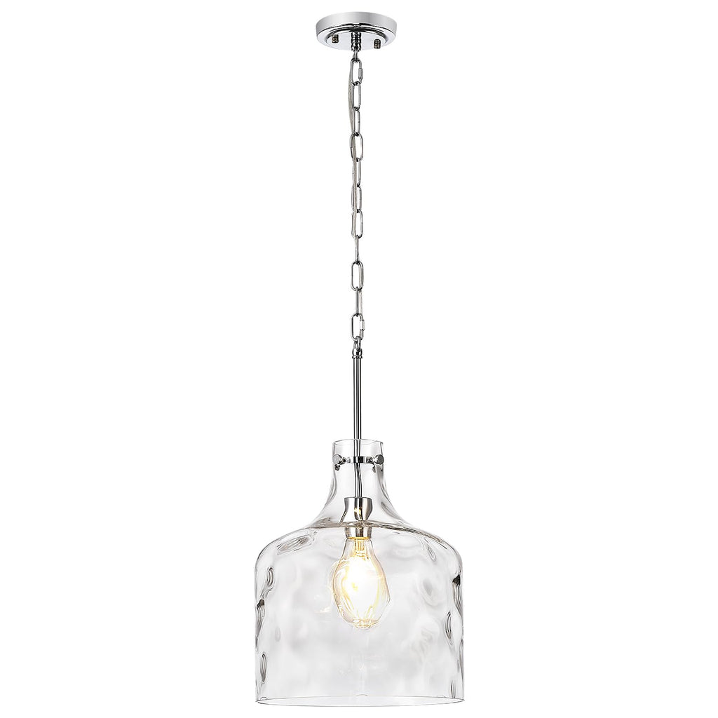 Glass Large Pendant Lights for Kitchen Island Blown Glass Pendant Light Clear Hammered Shade Hanging Ceiling Lights with Black Finish for for Kitchen Island, Sink, Hallway, Living Room 11 inch