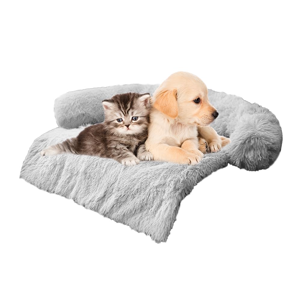Luxurious Calming Dogs/Cats Bed Mats, Dog Pad Washable Removable Couch Cover, Plush Long Fur Mat for Pets, Waterproof Lining, Perfect for Small, Medium and Large Dogs and Cats (Beige, 31"x23")