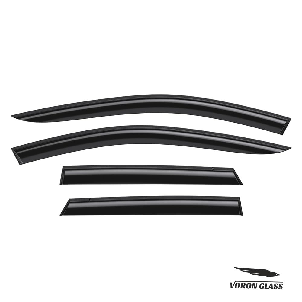 Voron Glass in-Channel Extra Durable Rain Guards for Trucks Chevrolet (Chevy) Silverado/GMC Sierra 2014-2018 Crew Cab, Window Deflectors, Vent Window Visors, 4 Pieces - 220009