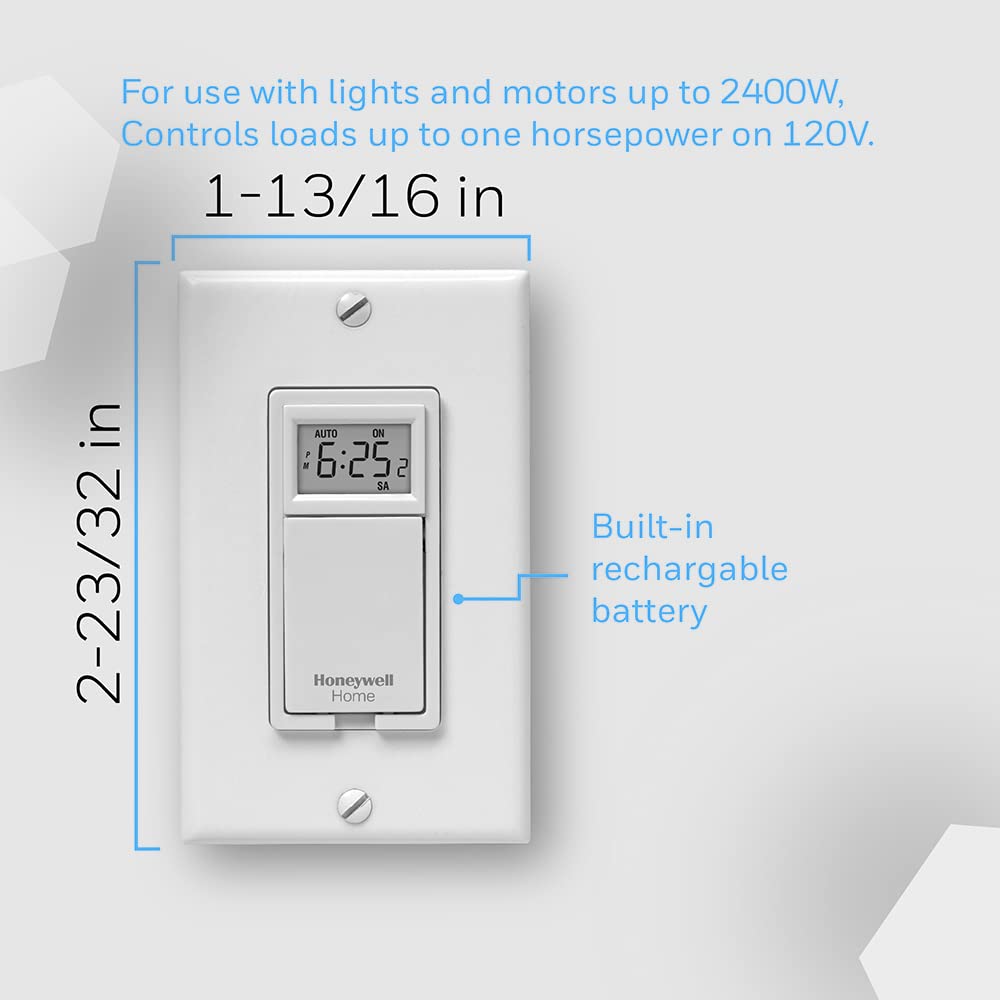 Honeywell Home RPLS730B1000/U RPLS730B1000 7-Day Programmable Light Switch Timer, White