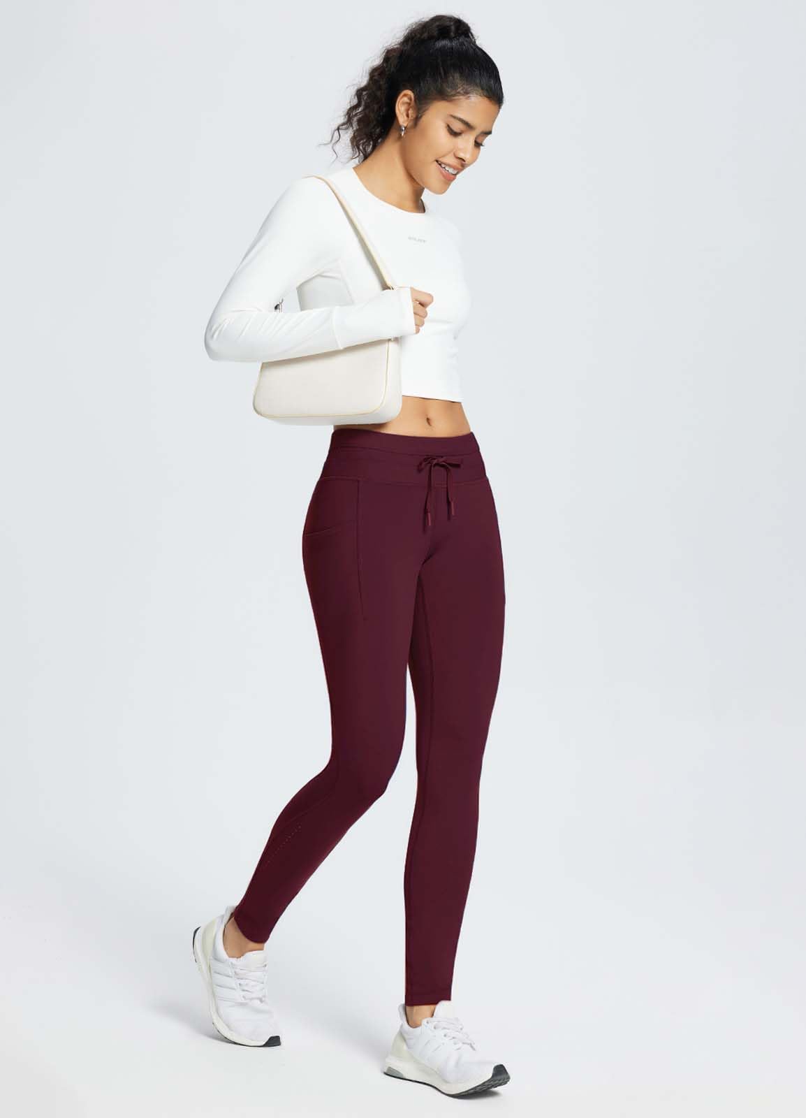 baleaf Women's Fleece Lined Leggings Water Resistant High Waisted Thermal Warm Winter Tights Ski Hiking Pants with Pockets